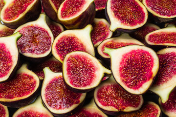 Tasty figs background. Top view.