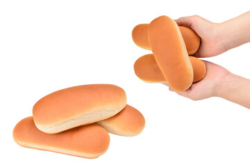 Hot dog bread isolated on white background.