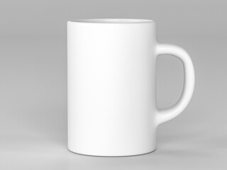 white cup isolated on light grey background