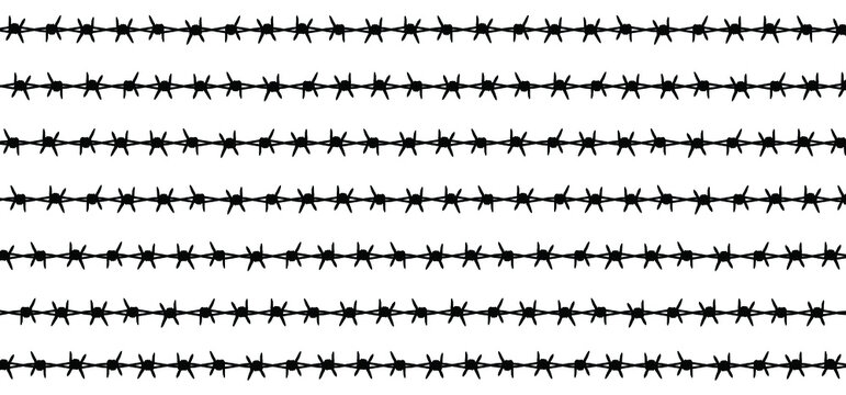 Cartoon speed bubble or speech bubble and rusty barbed wire. Wired or wires sign. For freedom or repression. World refugee day, remembrance of slave trade and its abolition. Barbed icon Fence idea.