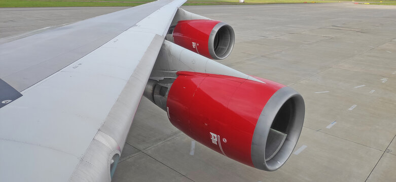 Engines of a jet passenger aircraft.