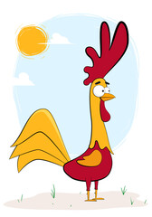 Cartoon Rooster, Funny cock vector illustration