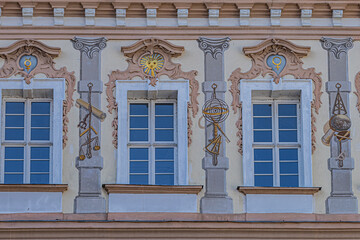 Fragments of Vilnius University building. Founded in the 16th century, Vilnius University is the oldest university in the Baltic states. Vilnius, Lithuania.
