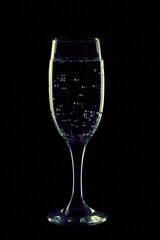 Glass of champagne with bubbles