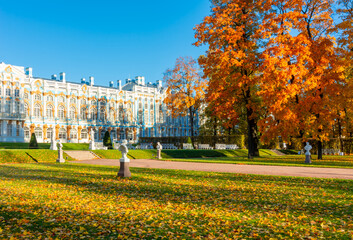 Catherine park in autumn foliage, Tsarskoe Selo (Pushkin), Saint Petersburg, Russia