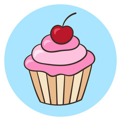Sweet cake, cream and cherry cupcake