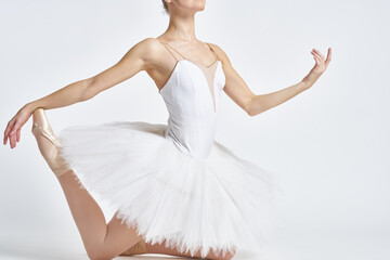 Fototapeta na wymiar Silhouette ballerina attractive dance performing flexibility exercise