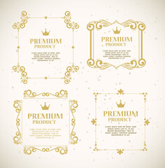 set labels with gold luxury decorative frames vector illustration design