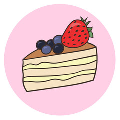 Sweet cake with blueberries and strawberries