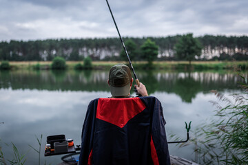 Angler fishing on the lake