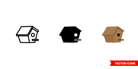 Bird house icon of 3 types color, black and white, outline. Isolated vector sign symbol.