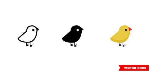 Chick icon of 3 types color, black and white, outline. Isolated vector sign symbol.