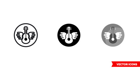 Classic rock music genre icon of 3 types color, black and white, outline. Isolated vector sign symbol.