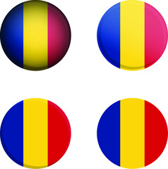 Fototapeta premium Romania Round Country Flag in different styles disc badge vector illustration