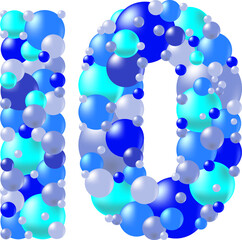 3 d blue glass balls number 10.