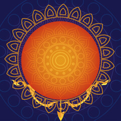 happy dussehra festival with golden arrow on luxury mandala vector illustration design