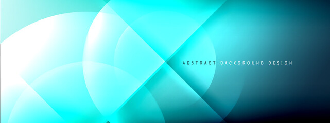 Vector abstract background - circle and cross on fluid gradient with shadows and light effects. Techno or business shiny design templates for text