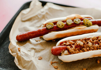 hot dog with mustard