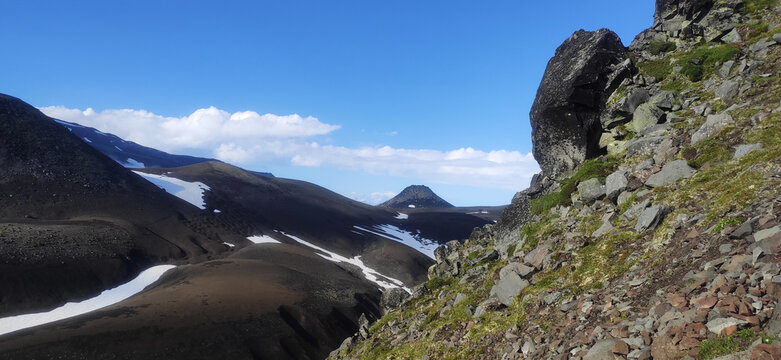 Volcanoes and mountains of Kamchatka.