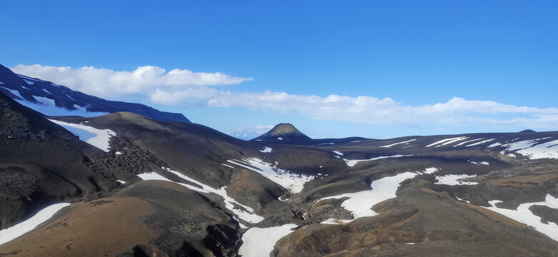 Volcanoes and mountains of Kamchatka.