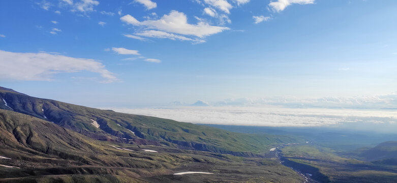 Volcanoes and mountains of Kamchatka.