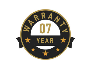 Fototapeta premium 07 year warranty gold text with Black badge vector image