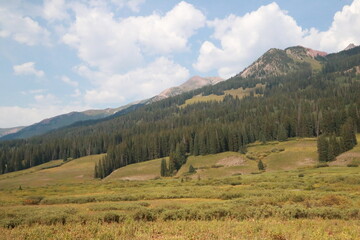 Rocky Mountains - scenery from the Gunnison National Forest -air  hazy filled with smoke from fire
