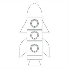 Silhouette of the rocket on white background