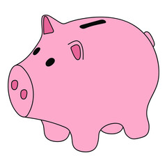 Pink piggy bank on a white background