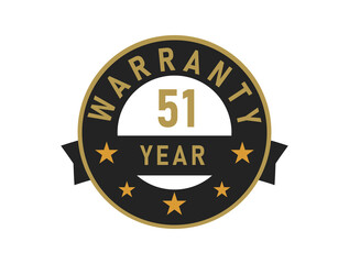 Fototapeta premium 51 year warranty gold text with Black badge vector image