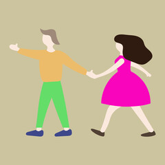 Man and woman go and hold hands