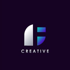 Negative Space F letter initial logo template design for brand identity