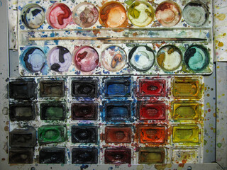 plastic artist's palette for drawing and watercolors