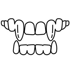 Vector illustration, isolated fangs icon on white background. Simple flat style. Logo concept.