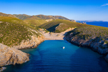 Cala Domestica beach, Sardinia, Italy. Sardinia is the second largest island in mediterranean sea....
