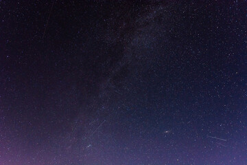 Low angle shot of a stary horizon at night