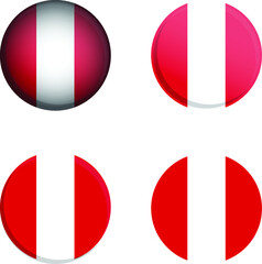 Peru Round Country Flag in different styles disc badge vector illustration