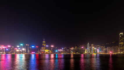 Fototapeta na wymiar Lichtshow am Hongkong Harbor