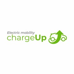 Charge up logo template, Electrical charging station vector design, Electric Vehicle icon, Green electric car charging point