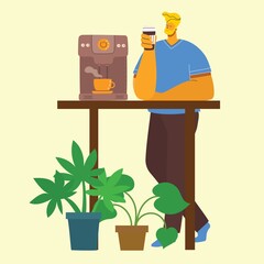 Coffee time, break and relaxation vector concept cards. Vector illustration in flat design style