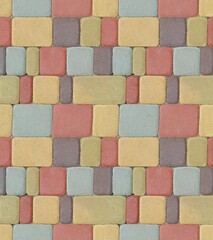 texture paving slabs with red yellow and gray bricks for web design or print