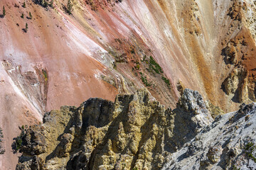 Rock and Sand Formations in the Grand Canyon in Yellowstone National Park