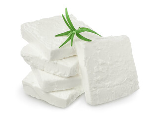 Feta cheese isolated on white background. With clipping path and full depth of field