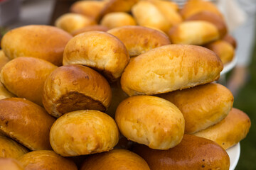 Freshly baked pies are on a plate