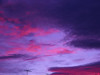 Pink to purple morning storm clouds