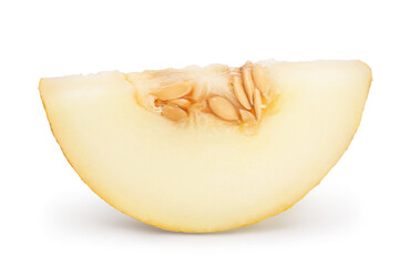 Melon slice isolated on white background with clipping path and full depth of field