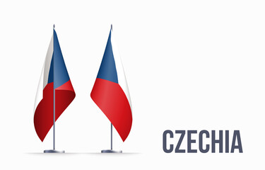 Czechia flag state symbol isolated on background national banner. Greeting card National Independence Day of the Czech Republic. Illustration banner with realistic state flag.