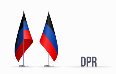 Donetsk People's Republic flag state symbol isolated on background national banner. Greeting card National Day of the Donetsk People's Republic. Illustration banner with realistic state flag of DPR.