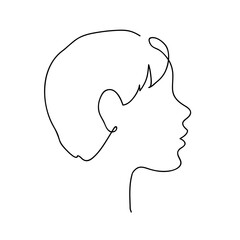 Little Boy profile design. Child head outline silhouette. Continuous line drawing vector illustration