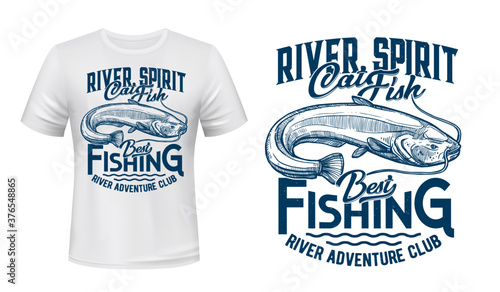 Download Catfish With Long Barbels T Shirt Vector Print Freshwater Catfish Engraved Illustration And Typography River Fishing Sport Club Clothing Custom Print Mockup Hobby Apparel Template With Fish Mascot Wall Mural Vector Tradition